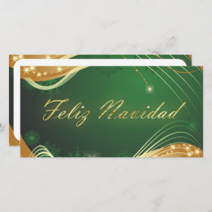 Cartes Pour Fêtes Annuelles Motivo dorado de Navidad con fondo verde
