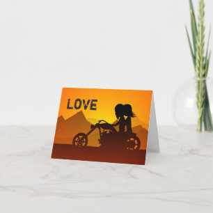 Cartes Pour Fêtes Annuelles Moto Couple LOVE Montagnes Saint Valentin
