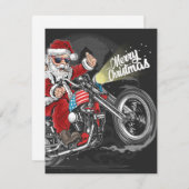 Cartes Pour Fêtes Annuelles Motocyclette de Noël  (Devant / Derrière)