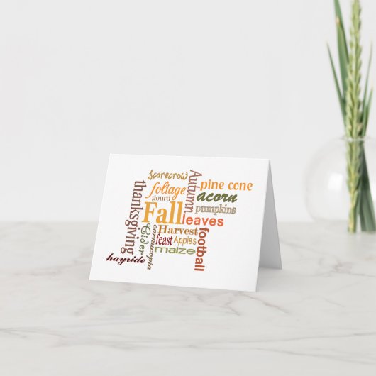 Cartes Pour Fêtes Annuelles Mots de Thanksgiving (Devant)
