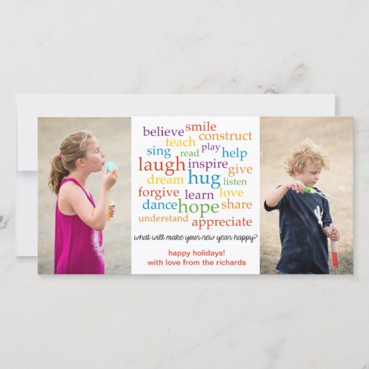 Cartes Pour Fêtes Annuelles Mots x2 (Devant)