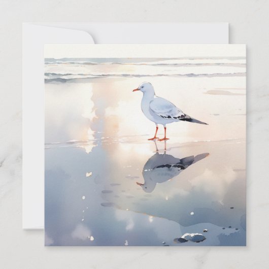 Cartes Pour Fêtes Annuelles Mouette à la plage (Devant)