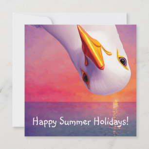 Cartes Pour Fêtes Annuelles Mouette à l'envers drôle Vacances d'été