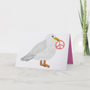 Cartes Pour Fêtes Annuelles Mouette de vacances drôle avec symbole de paix