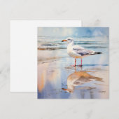 Cartes Pour Fêtes Annuelles Mouette sur la plage (Devant / Derrière)