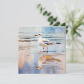 Cartes Pour Fêtes Annuelles Mouette sur la plage (Debout devant)