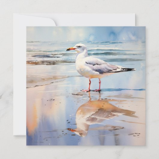 Cartes Pour Fêtes Annuelles Mouette sur la plage (Devant)