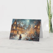 Cartes Pour Fêtes Annuelles Mouse In Rustic Winter Village Christian Christmas (Devant)