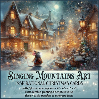 Cartes Pour Fêtes Annuelles Mouse In Rustic Winter Village Christian Christmas