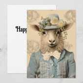 Cartes Pour Fêtes Annuelles Mouton anthropomorphique de Pâques (Devant / Derrière)