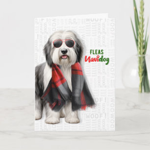 Cartes Pour Fêtes Annuelles Mouton Chien Mignon Navidog Noël Puces Drôles