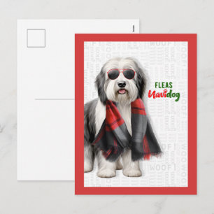 Cartes Pour Fêtes Annuelles Mouton mignon Navidog Noël Puces Drôles