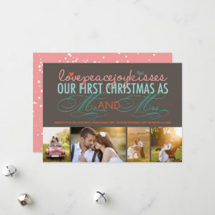 Cartes Pour Fêtes Annuelles Mr. And Mrs First Christmas Photo Collage Mariage