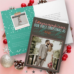 Cartes Pour Fêtes Annuelles Mr & Mrs First Christmas Mistletoes Mariage photo