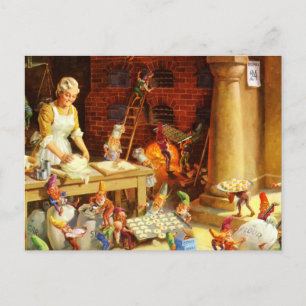 Cartes Pour Fêtes Annuelles Mrs. Claus & Santa's Elves Bake Christmas Cookies