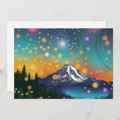 Cartes Pour Fêtes Annuelles Mt Rainier w Soirée Starry Sky et Fireflies (Devant / Derrière)