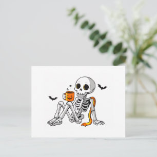 Cartes Pour Fêtes Annuelles Mug Squelette d'Halloween Cosy avec Café & Chauves
