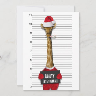 Cartes Pour Fêtes Annuelles Mugshot Guilty Giraffe Drôle Noël