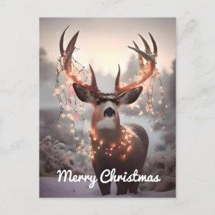 Cartes Pour Fêtes Annuelles Mule Deer et les lumières de Noël