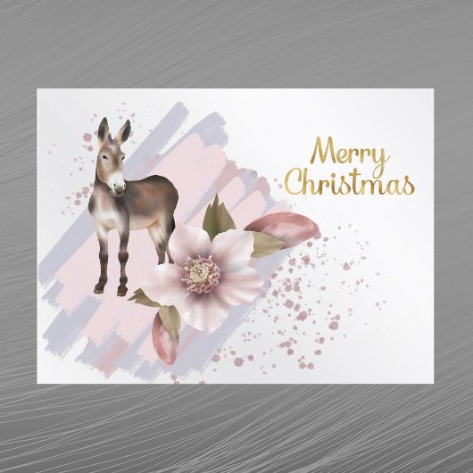 Cartes Pour Fêtes Annuelles Mule rose de Noël Mule d'aquarelle florale