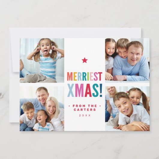 Cartes Pour Fêtes Annuelles MULTI FAMILY PHOTO festive modern minimal colorful (Devant)