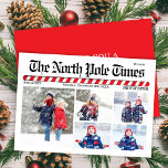 Cartes Pour Fêtes Annuelles Multi Photo Collage journal de Noël<br><div class="desc">Répandez la fête avec notre carte de collage multi-photo Joyeux Noël avec une typographie de journal moderne et de mignonnes vibes de famille rétro! Ce script rustique vintage ajoute une touche ludique et fantaisiste à son style amusant d'infolettre, parfait pour partager votre année en revue. Les rayures rouges du sucre...</div>