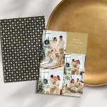 Cartes Pour Fêtes Annuelles Multi Photo Collage Retro Black Gold Noël<br><div class="desc">Mini Joyeux Noël Multi Plein Bleed Photo Collecte Carte de vacances avec Fun Retro Floral Pattern en Noir et Or</div>
