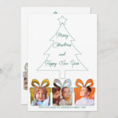 Cartes Pour Fêtes Annuelles Multi Photo Green Unique Moderne Joyeux Noël (Devant / Derrière)