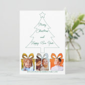 Cartes Pour Fêtes Annuelles Multi Photo Green Unique Moderne Joyeux Noël (Debout devant)