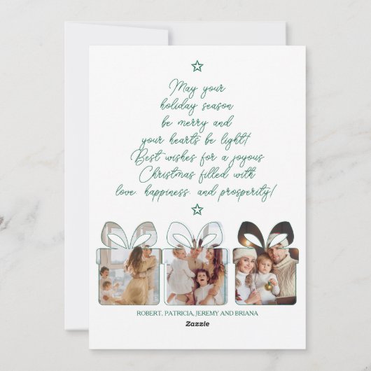 Cartes Pour Fêtes Annuelles Multi Photo Green Unique Moderne Joyeux Noël (Dos)