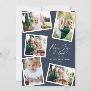 Cartes Pour Fêtes Annuelles Multi photo moderne élégant script marine bleu fêt