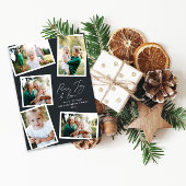 Cartes Pour Fêtes Annuelles Multi photo moderne élégant script noir