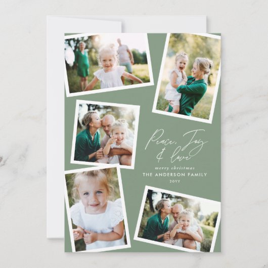 Cartes Pour Fêtes Annuelles Multi photo moderne élégant script sage vert (Devant)