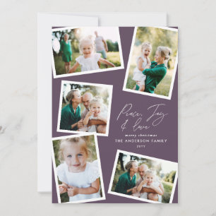 Cartes Pour Fêtes Annuelles Multi photo moderne élégant script violet