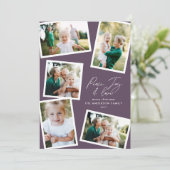 Cartes Pour Fêtes Annuelles Multi photo moderne élégant script violet partie (Debout devant)