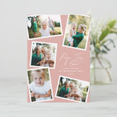 Cartes Pour Fêtes Annuelles Multi photo moderne élégante script blush rose (Debout devant)