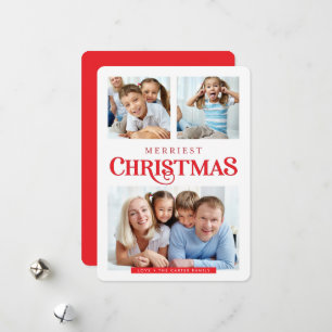Cartes Pour Fêtes Annuelles MULTI PHOTO simple moderne Joyeux Noël rouge