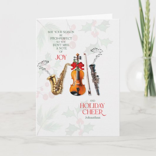 Cartes Pour Fêtes Annuelles Music Themed Don't Miss a Note of Joy with Name (Devant)