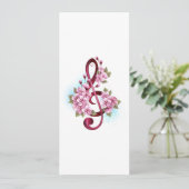 Cartes Pour Fêtes Annuelles Musical treble clef notes with sakura flowers (Debout devant)