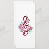 Cartes Pour Fêtes Annuelles Musical treble clef notes with sakura flowers (Devant / Derrière)