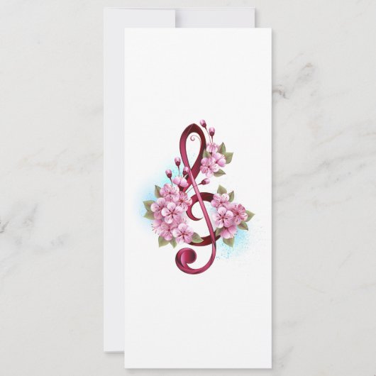 Cartes Pour Fêtes Annuelles Musical treble clef notes with sakura flowers (Devant)