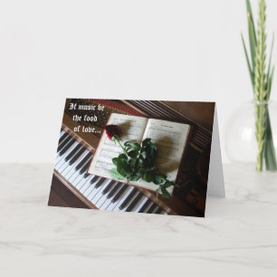 Cartes Pour Fêtes Annuelles Musical Valentine-Piano keys and Rose