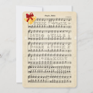 Cartes Pour Fêtes Annuelles Musique de feuille vintage de Jingle Bells, cloche
