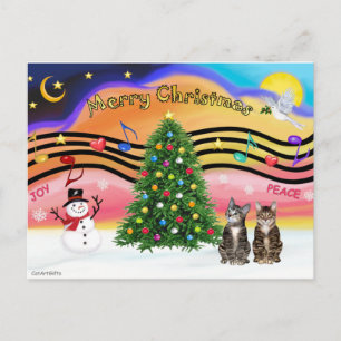 Cartes Pour Fêtes Annuelles Musique de Noël 2 - Deux chats tigrés