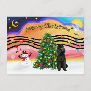 Cartes Pour Fêtes Annuelles Musique de Noël 2 Poodle-Black Standard