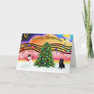 Cartes Pour Fêtes Annuelles Musique de Noël 2 - Pug (noir)