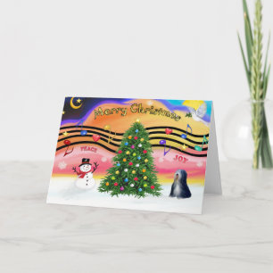 Cartes Pour Fêtes Annuelles Musique de Noël 2 - Terrier Tibétain (NB)