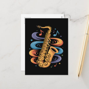 Cartes Pour Fêtes Annuelles Musique de saxophone colorée Flux Instrument de ja