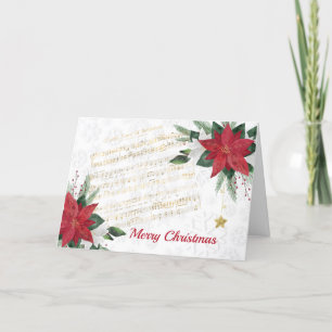 Cartes Pour Fêtes Annuelles Musique Rouge Blanc Poinsettia Star Noël