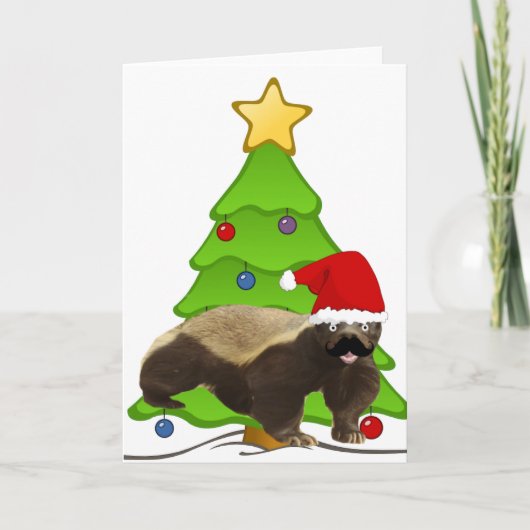 Cartes Pour Fêtes Annuelles Mustache Honey Badger Père Noël (Devant)